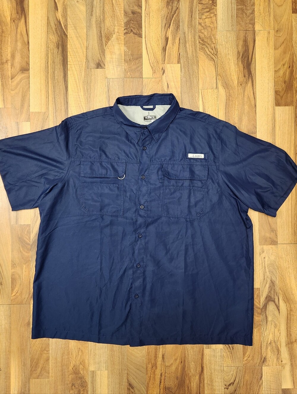 Habit River Guide Fishing Short Sleeve Shirt 3XL - Navy Blue